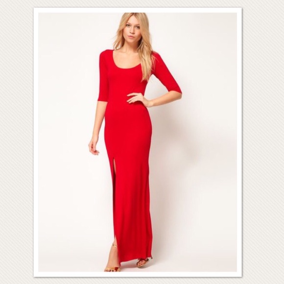 ASOS LOVE Bodycon Maxi Dress w/Side Split in Black - Picture 5 of 6